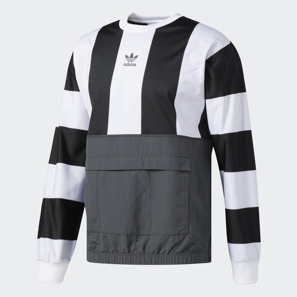 NWT Adidas Utility Crew, Black/White Stripe - Picture 2 of 5